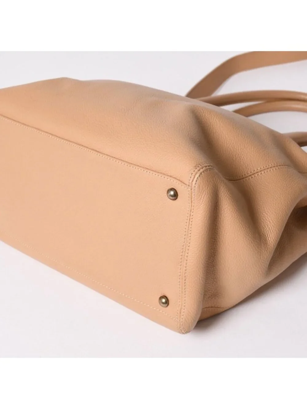Chanel Executive Tote Bag CC Logo Turnlock Calfskin Beige